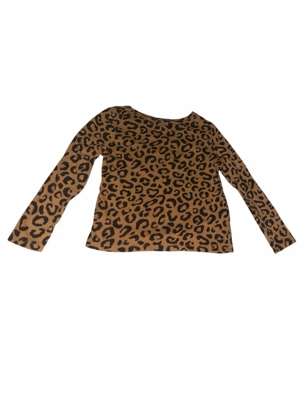Old Navy Brown Leopard-Print Long Sleeve Tee with 'Lead Love' Graphic